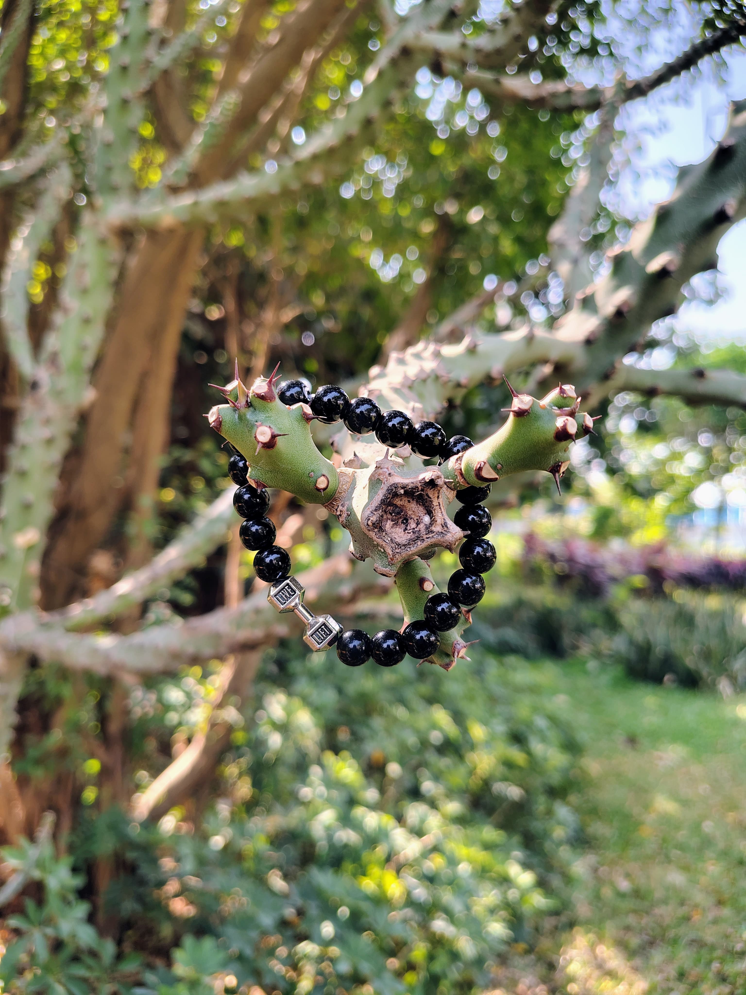 Noir Thorn Beaded Statement Bracelet